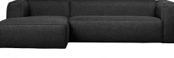 Hoekbanken-WOOOD Bean Gemeleerd Links Hoekbank Dark Grey