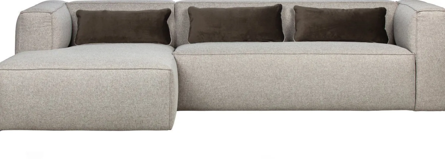 Hoekbanken-WOOOD Bean Gemeleerd Links Hoekbank Light Grey