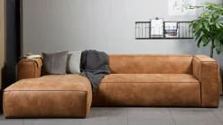 Elementenbanken|Hoekbanken-WOOOD Bean Links Hoekbank Cognac