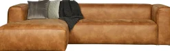 Elementenbanken|Hoekbanken-WOOOD Bean Links Hoekbank Cognac