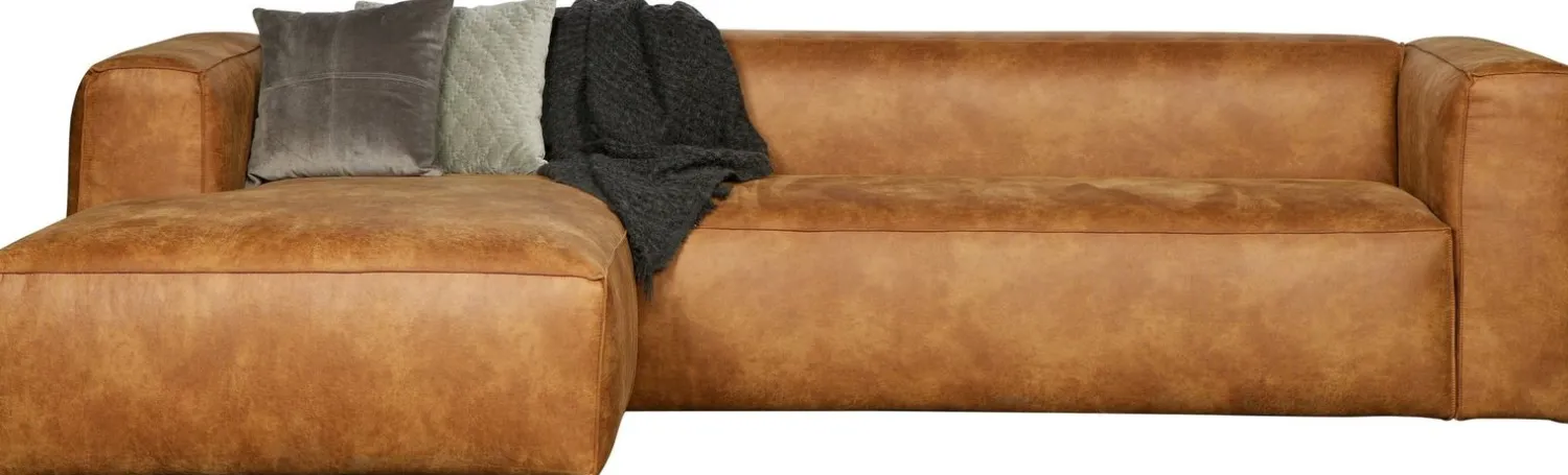 Elementenbanken|Hoekbanken-WOOOD Bean Links Hoekbank Cognac