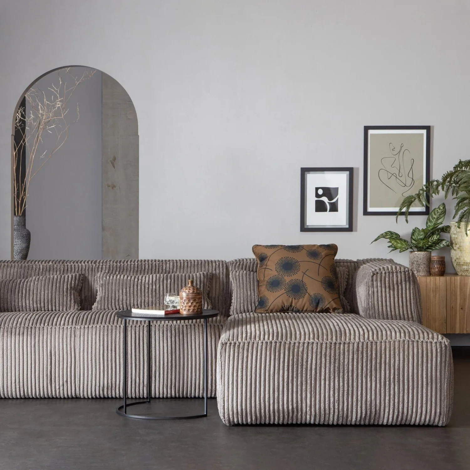 Hoekbanken-WOOOD Bean Rib Rechts Hoekbank Terrazzo