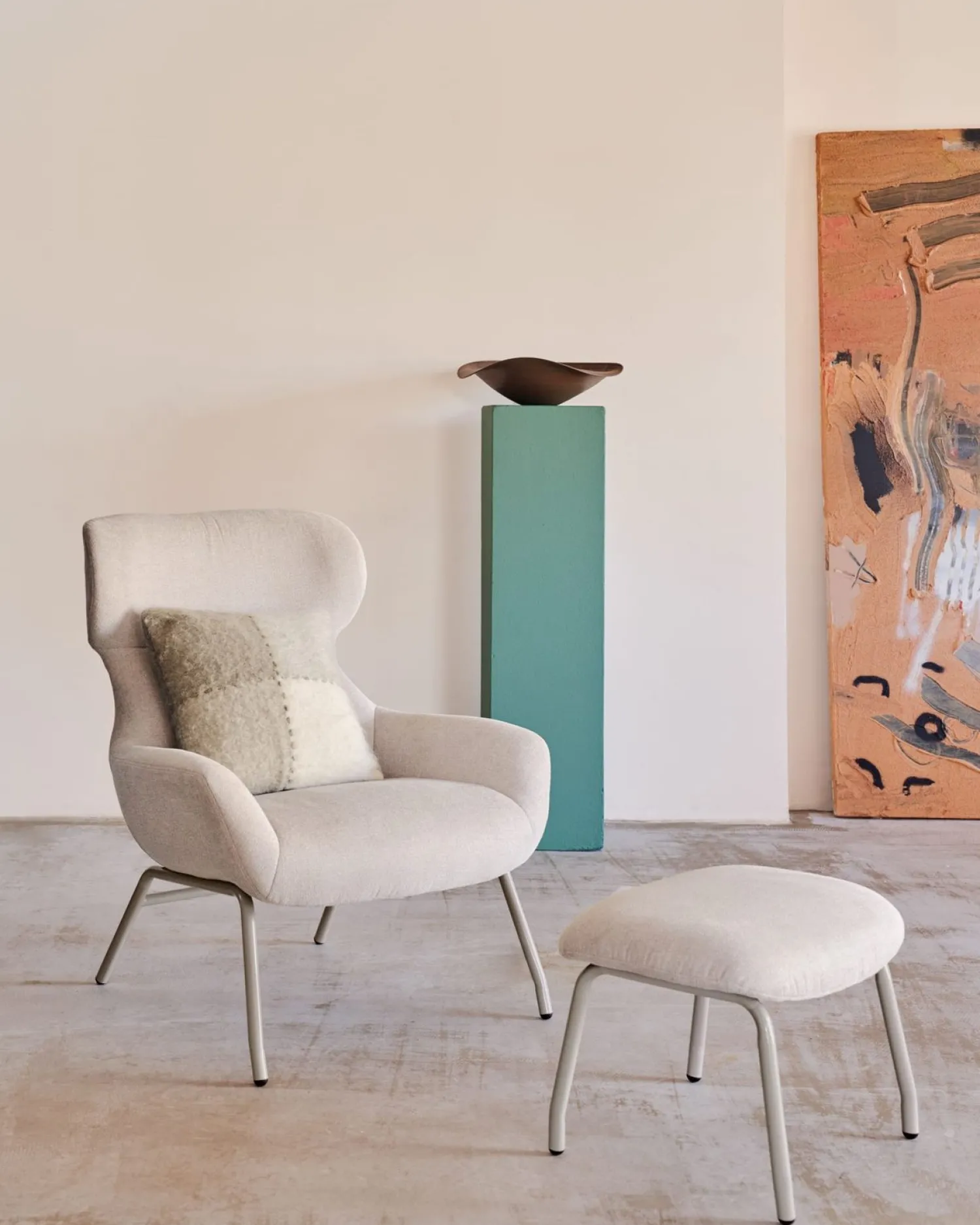 Hockers|Poefs-Kave Home Belina Hocker Beige