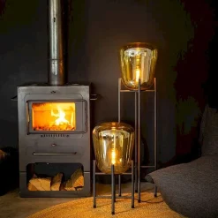 Industriële Vloerlampen|Vloerlampen-Eijerkamp Collectie Benn Vloerlamp Zwart, Goud
