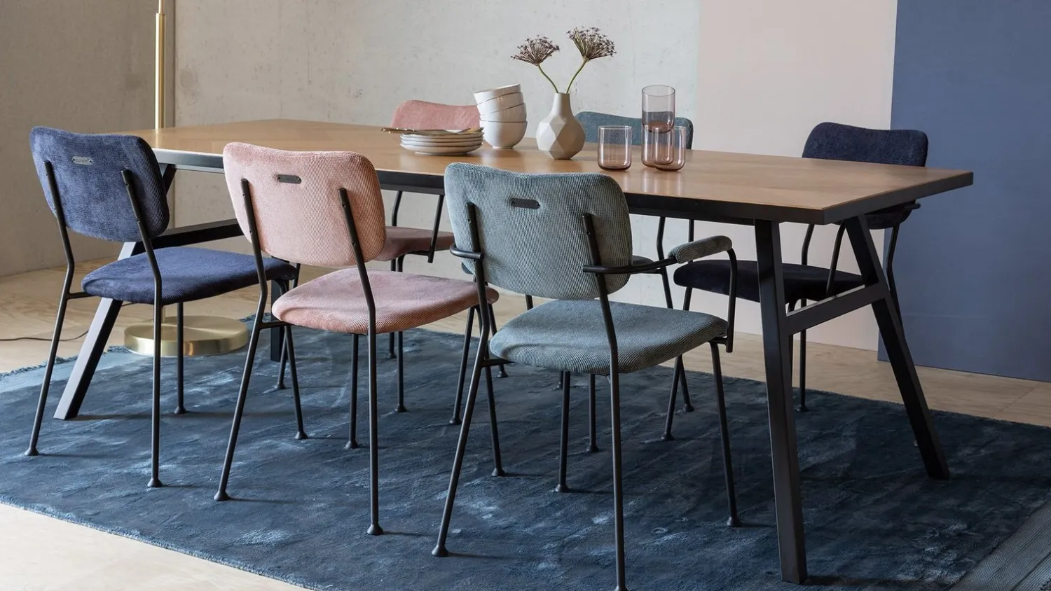 Eetkamerstoelen Zonder Armleuning-Zuiver Benson (set van 2) Eetkamerstoel Grijsblauw