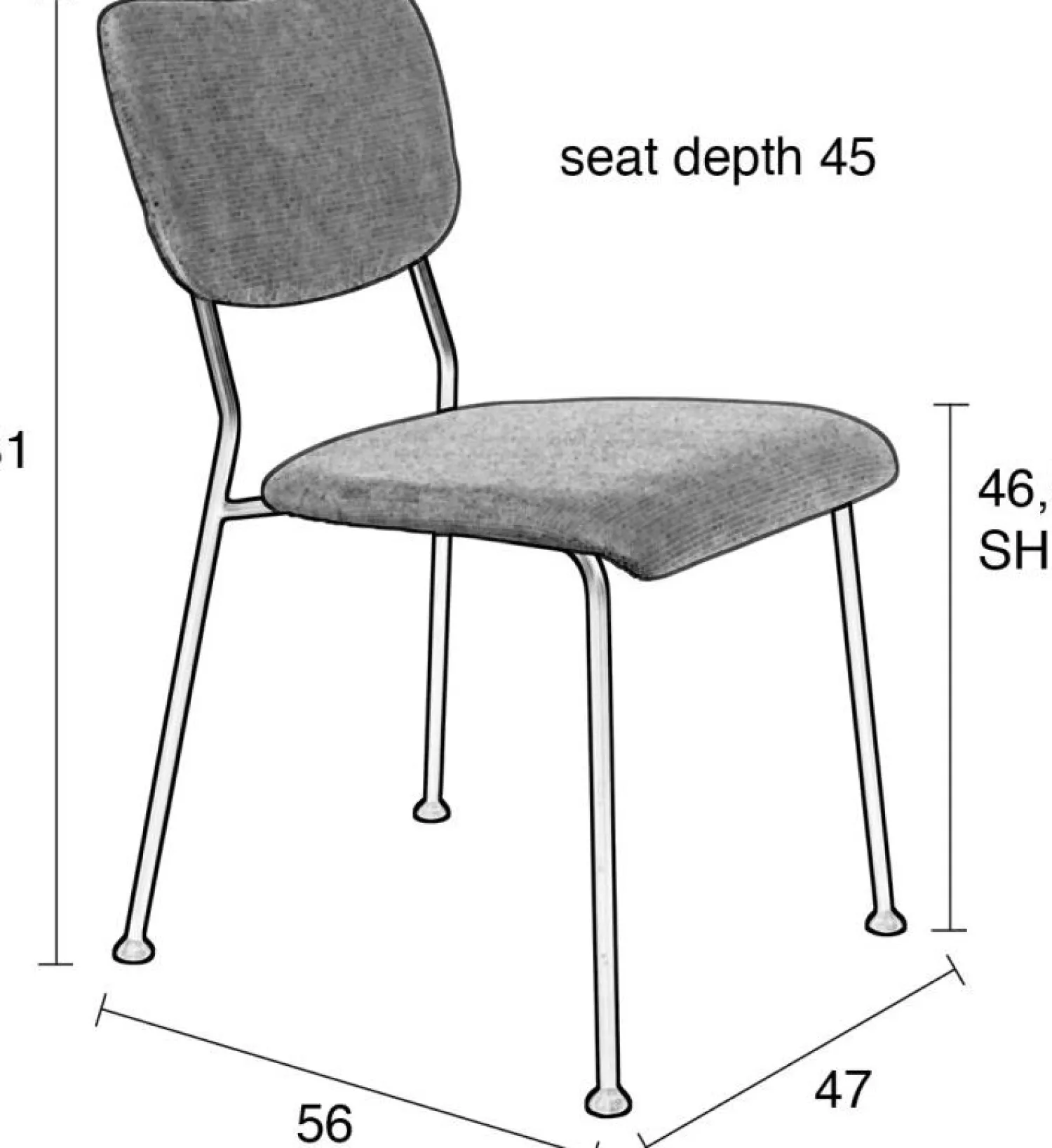 Eetkamerstoelen Zonder Armleuning-Zuiver Benson (set van 2) Eetkamerstoel Grijsblauw
