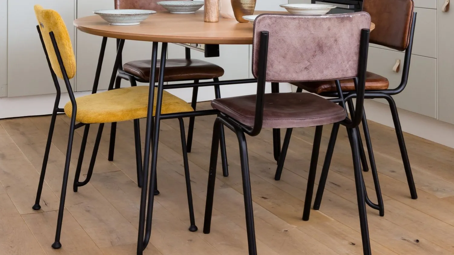 Eetkamerstoelen Zonder Armleuning-Zuiver Benson (set van 2) Eetkamerstoel Okergeel