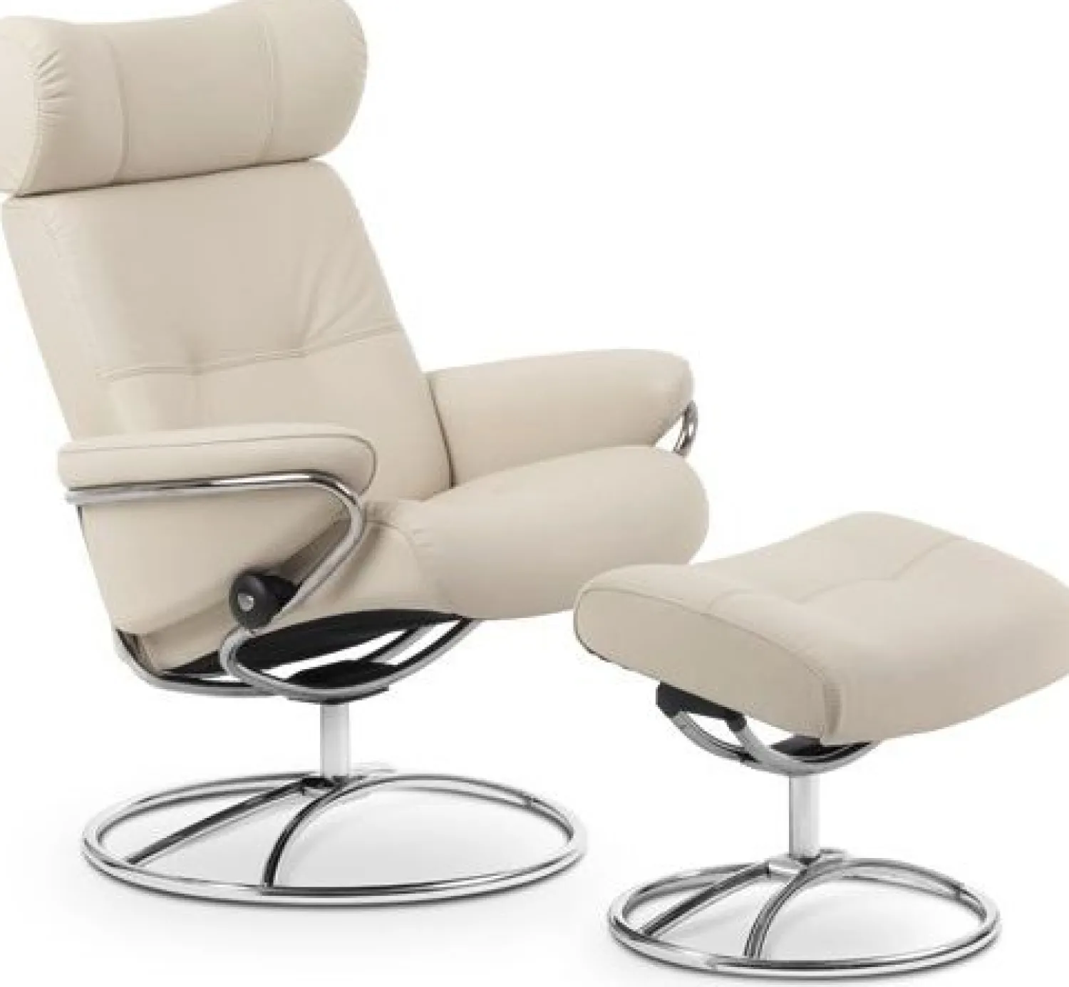 Leren Fauteuils|Relaxfauteuils-Stressless Berlin Relaxfauteuil + Hocker Latte