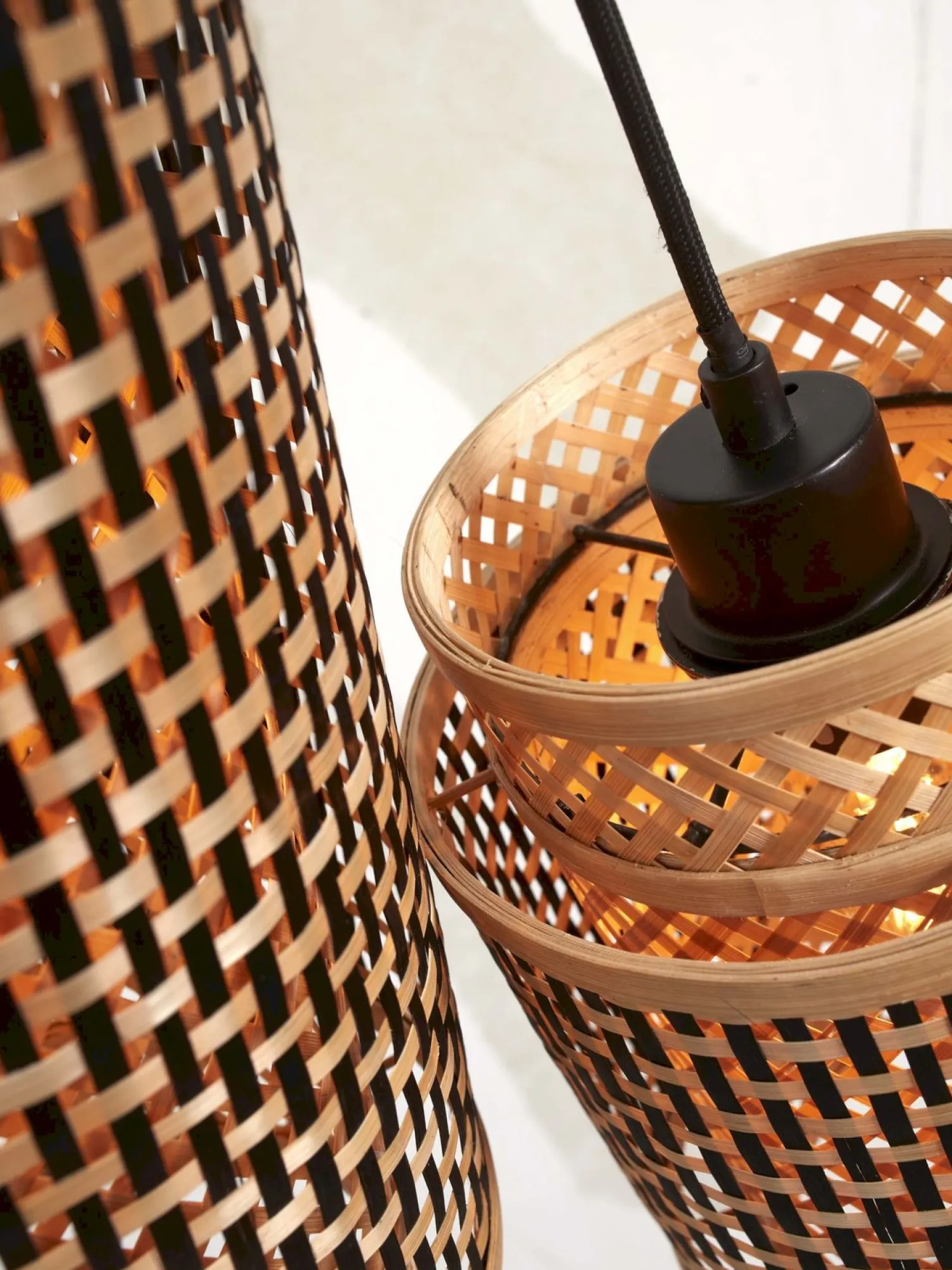 Hanglampen|Hanglampen-Good&Mojo Bhutan 2 Shades Hanglamp Natural, Black