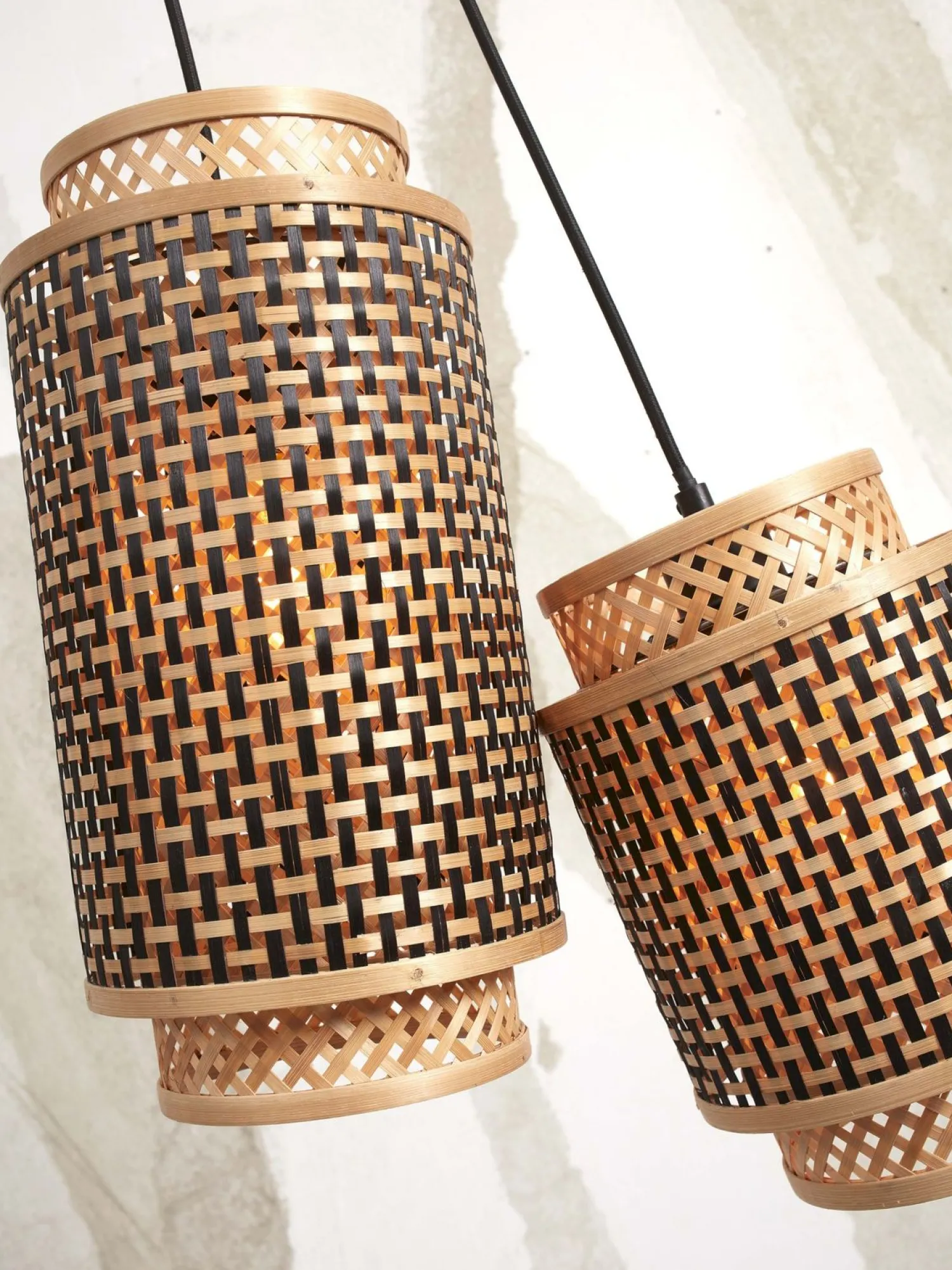 Hanglampen|Hanglampen-Good&Mojo Bhutan 2 Shades Hanglamp Natural, Black