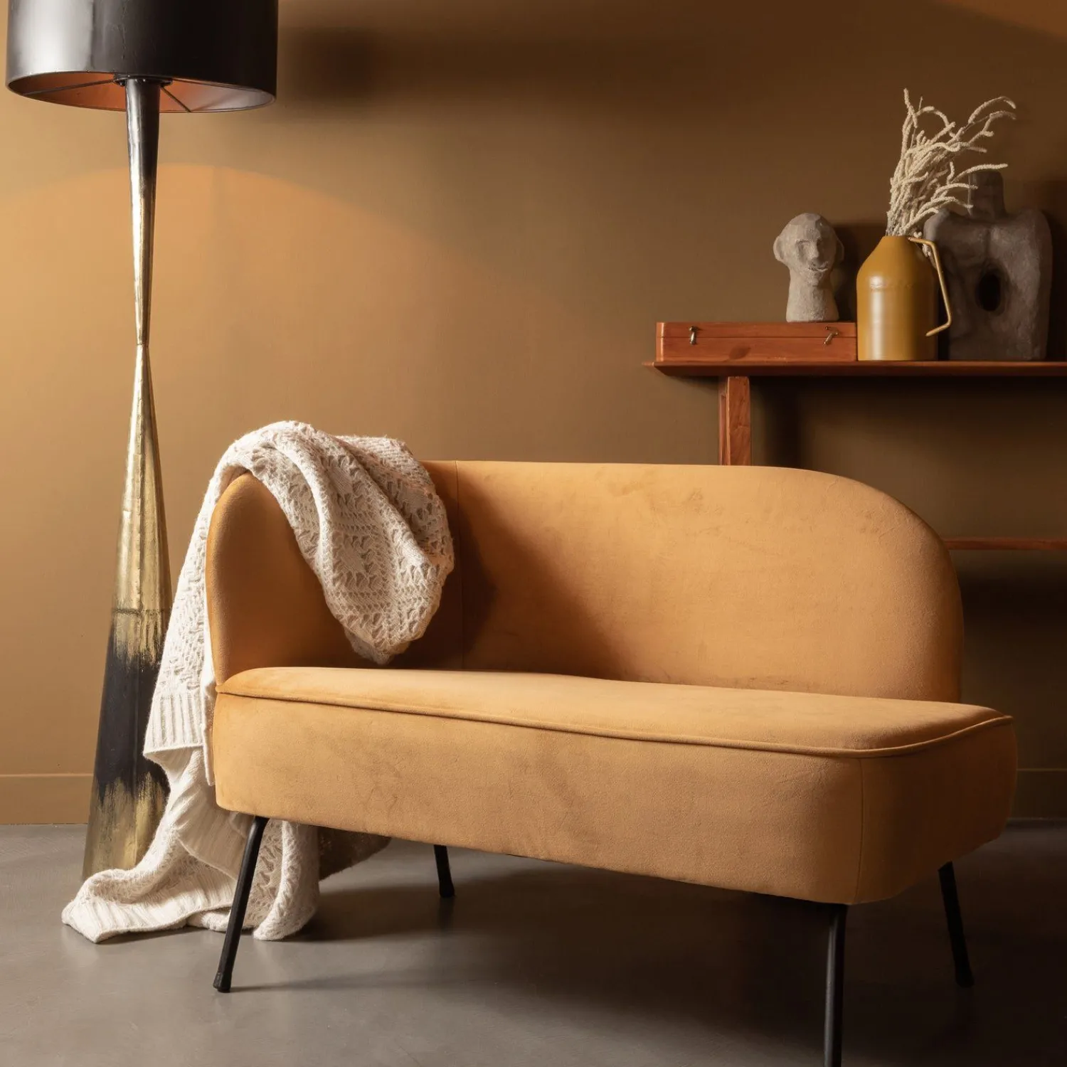 Vloerlampen|Vloerlampen-WOOOD Blackout too Vloerlamp Blac, Brass