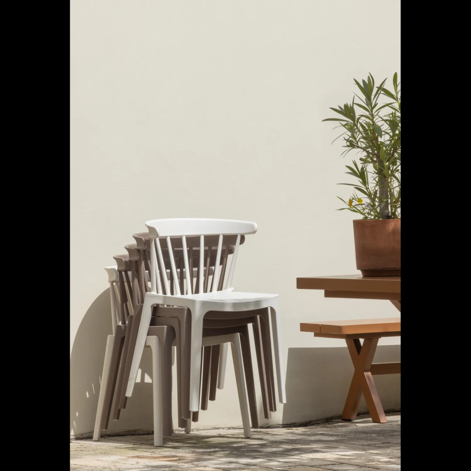 Tuinstoelen|Eetkamerstoelen Zonder Armleuning-WOOOD Bliss Tuinstoel Off White Melange