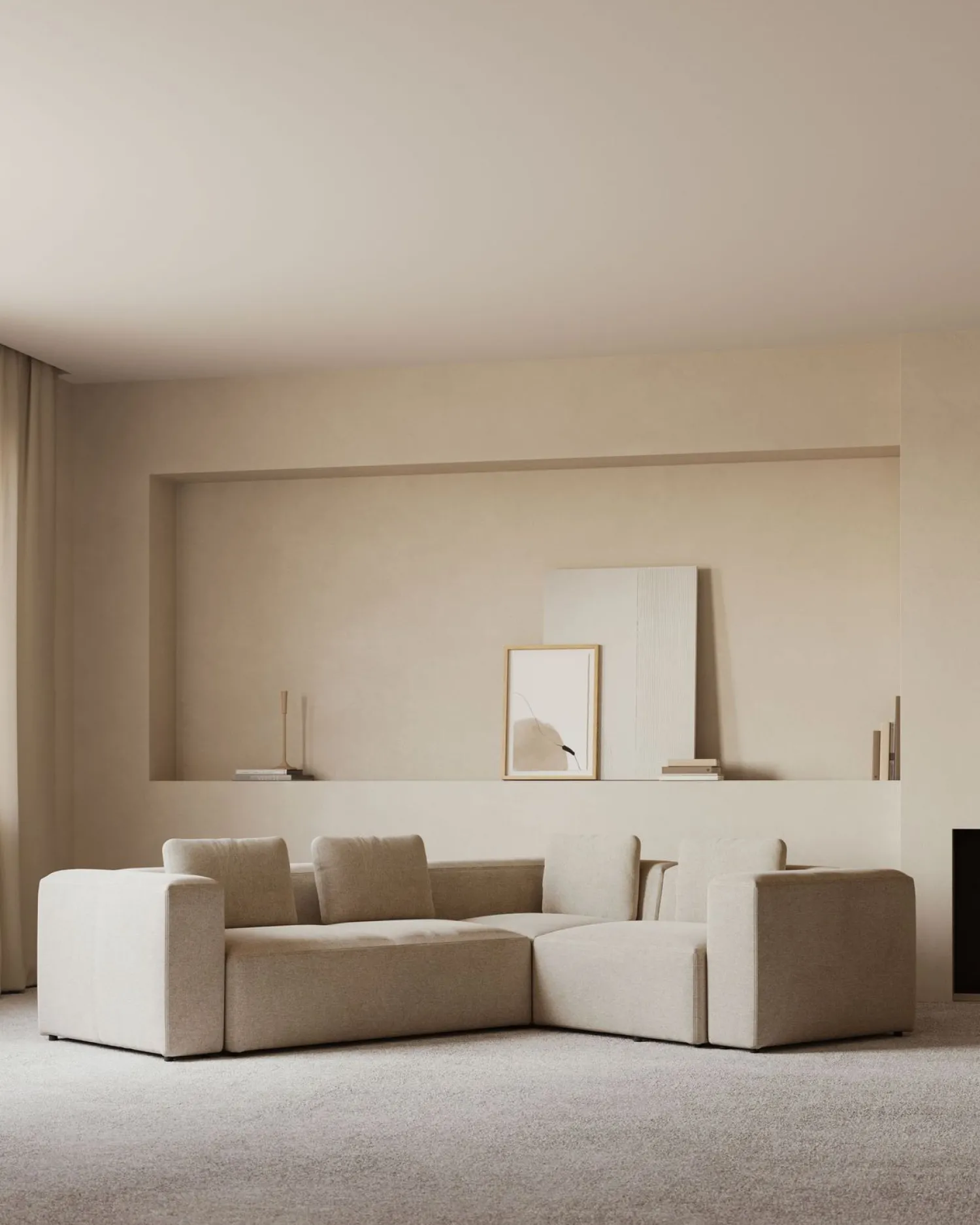 Hoekbanken-Kave Home Blok Hoekbank Beige