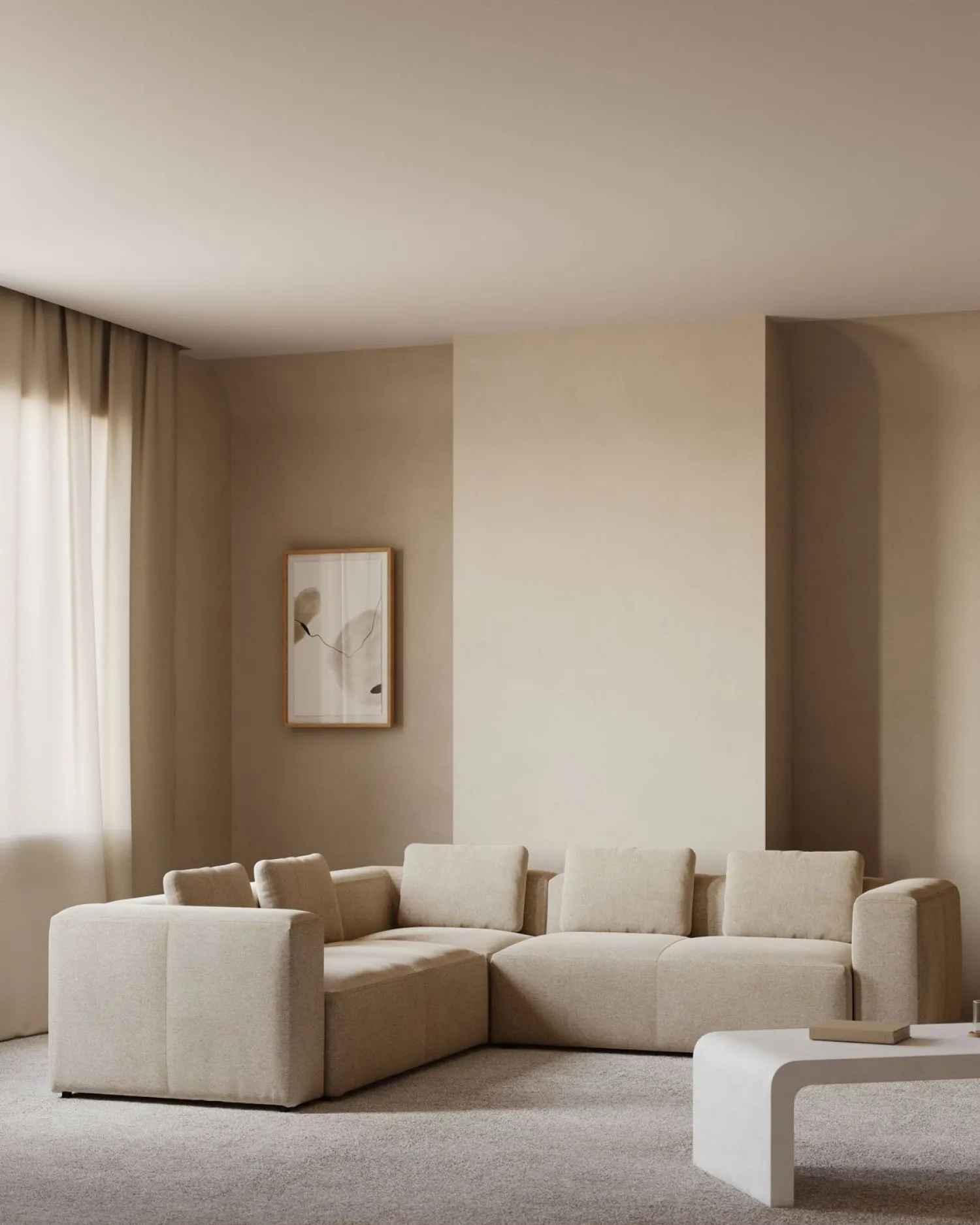 Hoekbanken-Kave Home Blok Hoekbank Beige