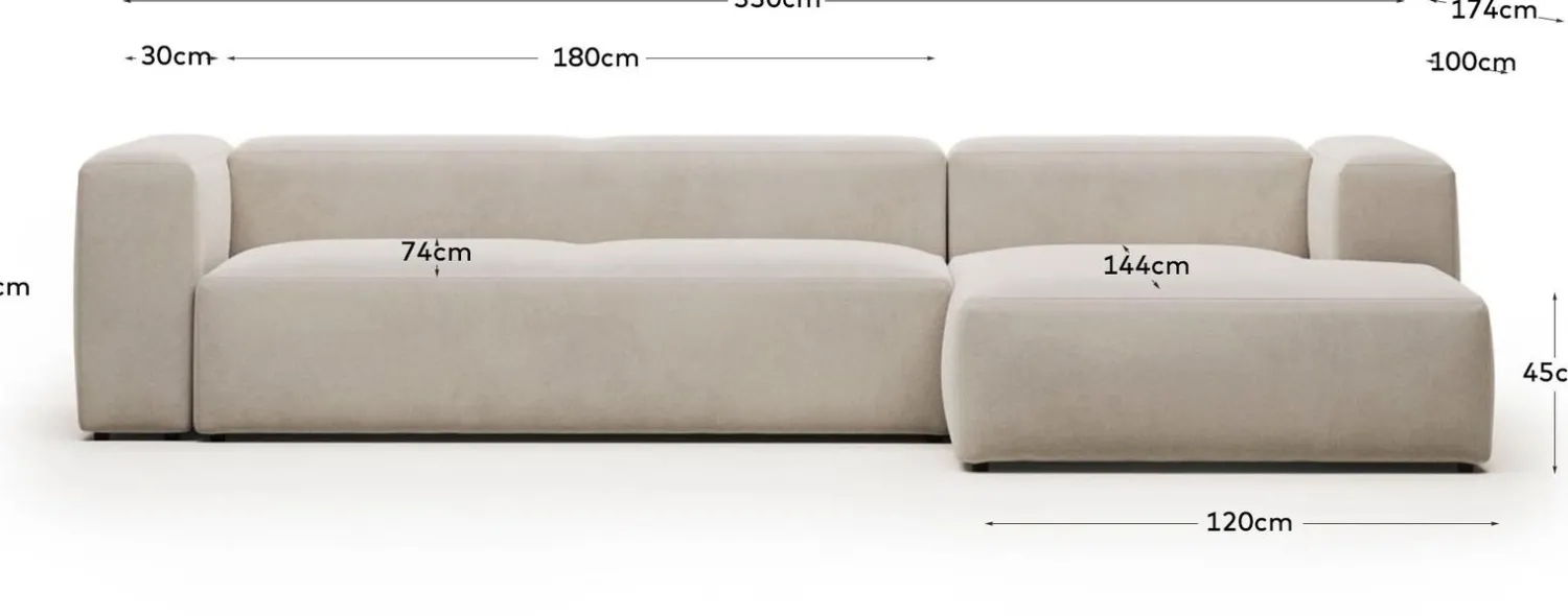 Hoekbanken-Kave Home Blok 4-Zits Hoekbank Beige