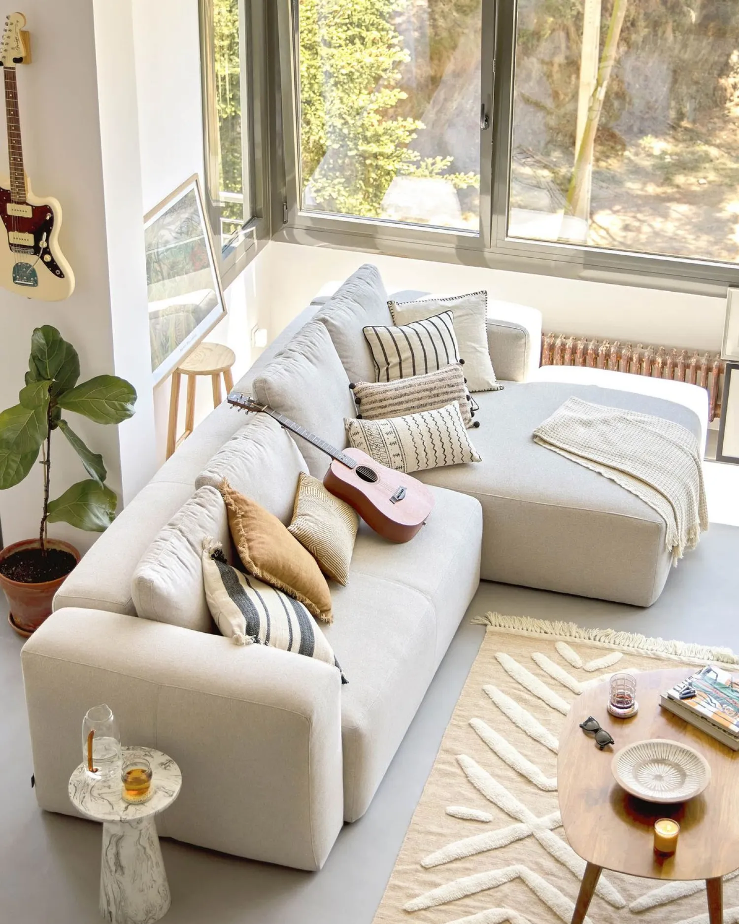 Hoekbanken-Kave Home Blok 4-Zits Hoekbank Beige