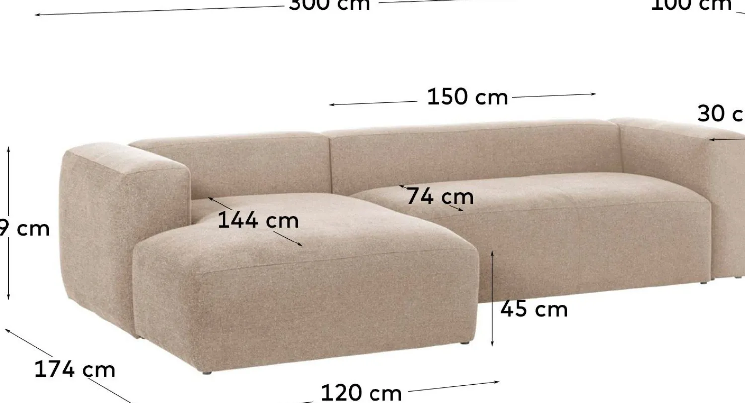 Hoekbanken-Kave Home Blok 3-Zits Hoekbank Beige