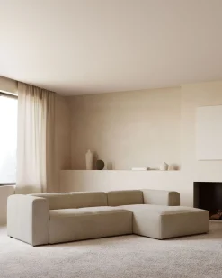 Hoekbanken-Kave Home Blok 3-Zits Hoekbank Beige