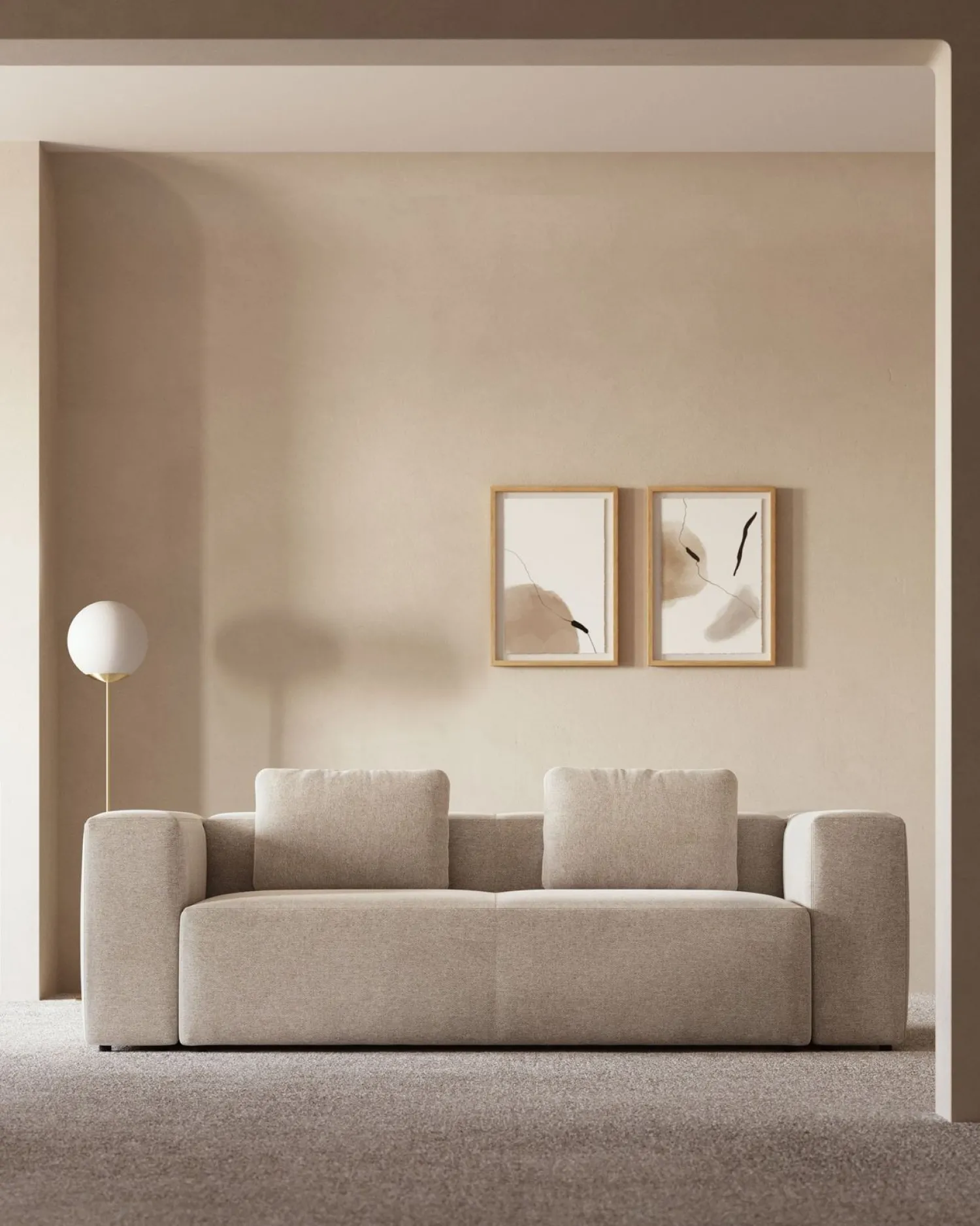 Zitbanken-Kave Home Blok 3-Zitsbank Beige