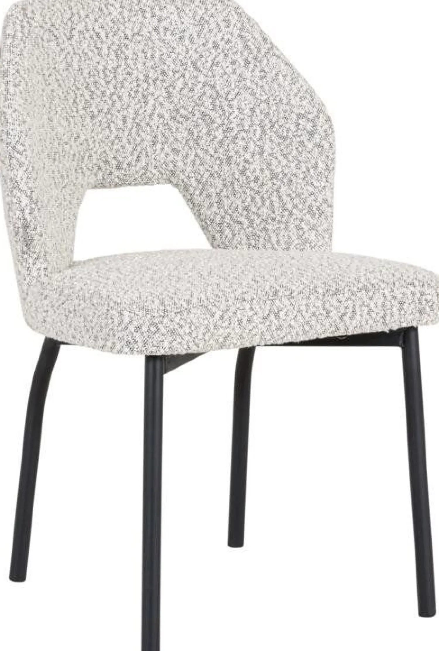 Eetkamerstoelen Zonder Armleuning-MUST Living Bloom Eetkamerstoel Bouclé Light Grey