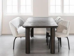 Eetkamerstoelen Zonder Armleuning-MUST Living Bloom Eetkamerstoel Bouclé Light Grey