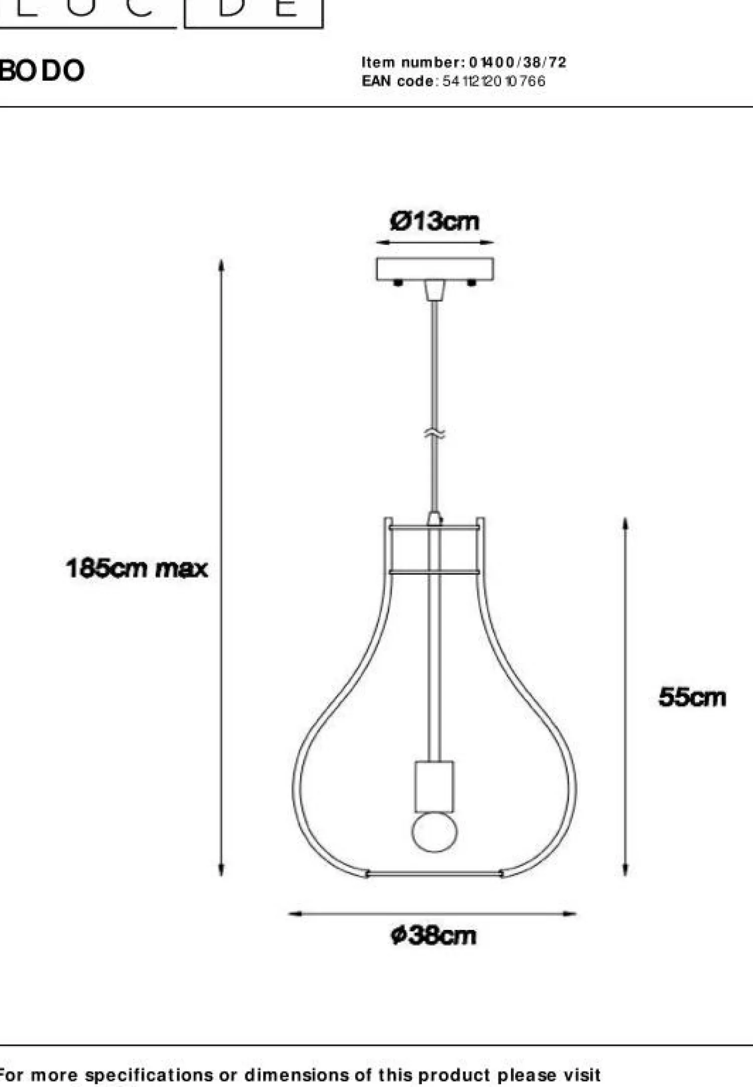 Hanglampen|Hanglampen-Lucide Bodo Hanglamp Naturel