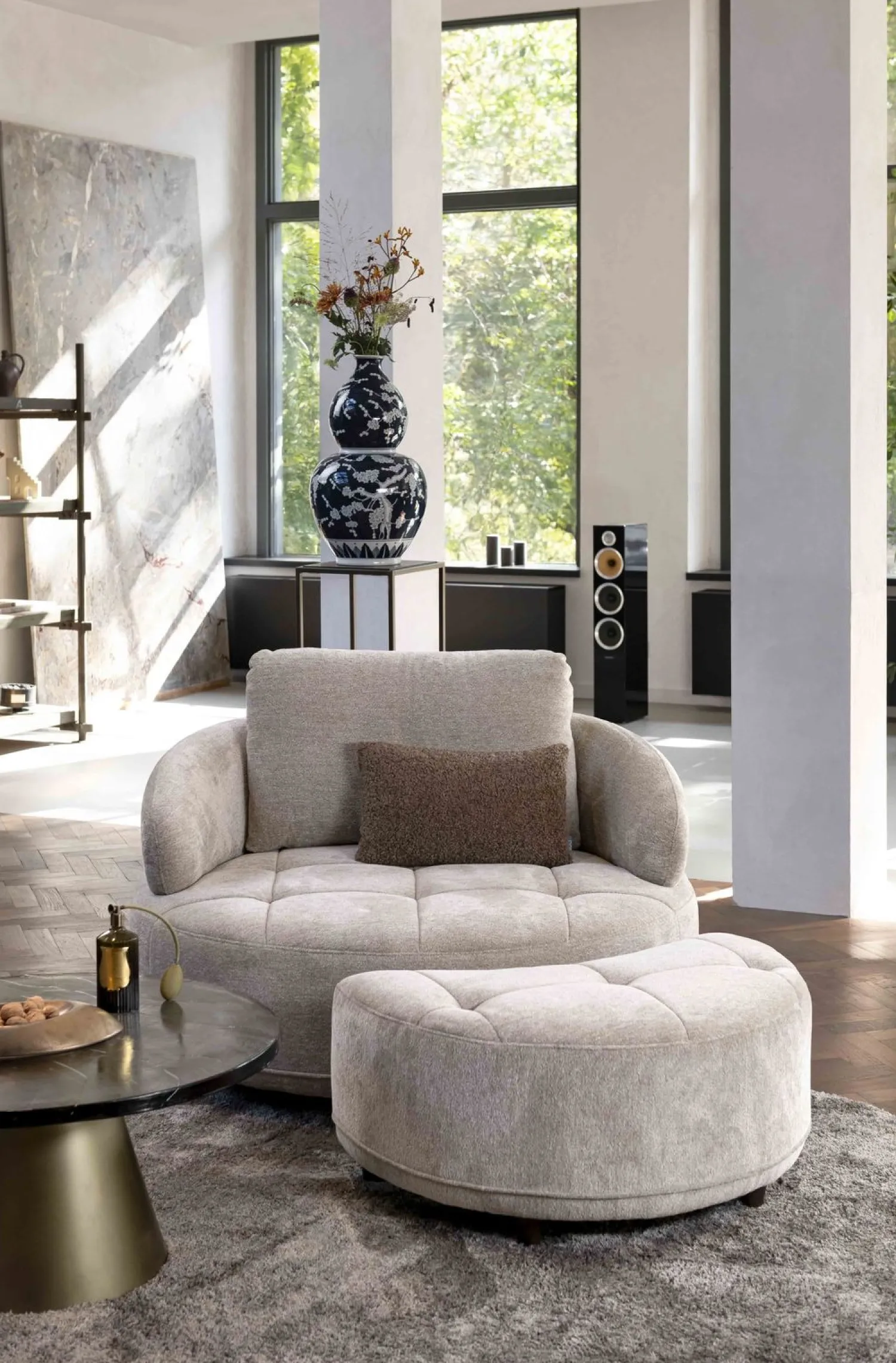 Ronde Fauteuils-Henders en Hazel Borgia Draaifauteuil Champagne