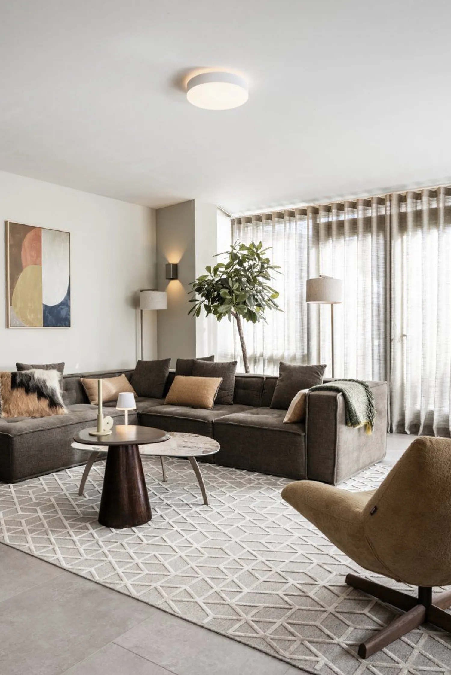 Moderne Vloerlampen|Vloerlampen-It's about RoMi Boston M Vloerlamp Sand, Light Linen