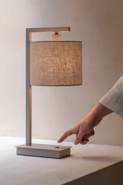 Moderne Tafellampen|Tafellampen-It's about RoMi Boston Tafellamp Sand, Dark Linen