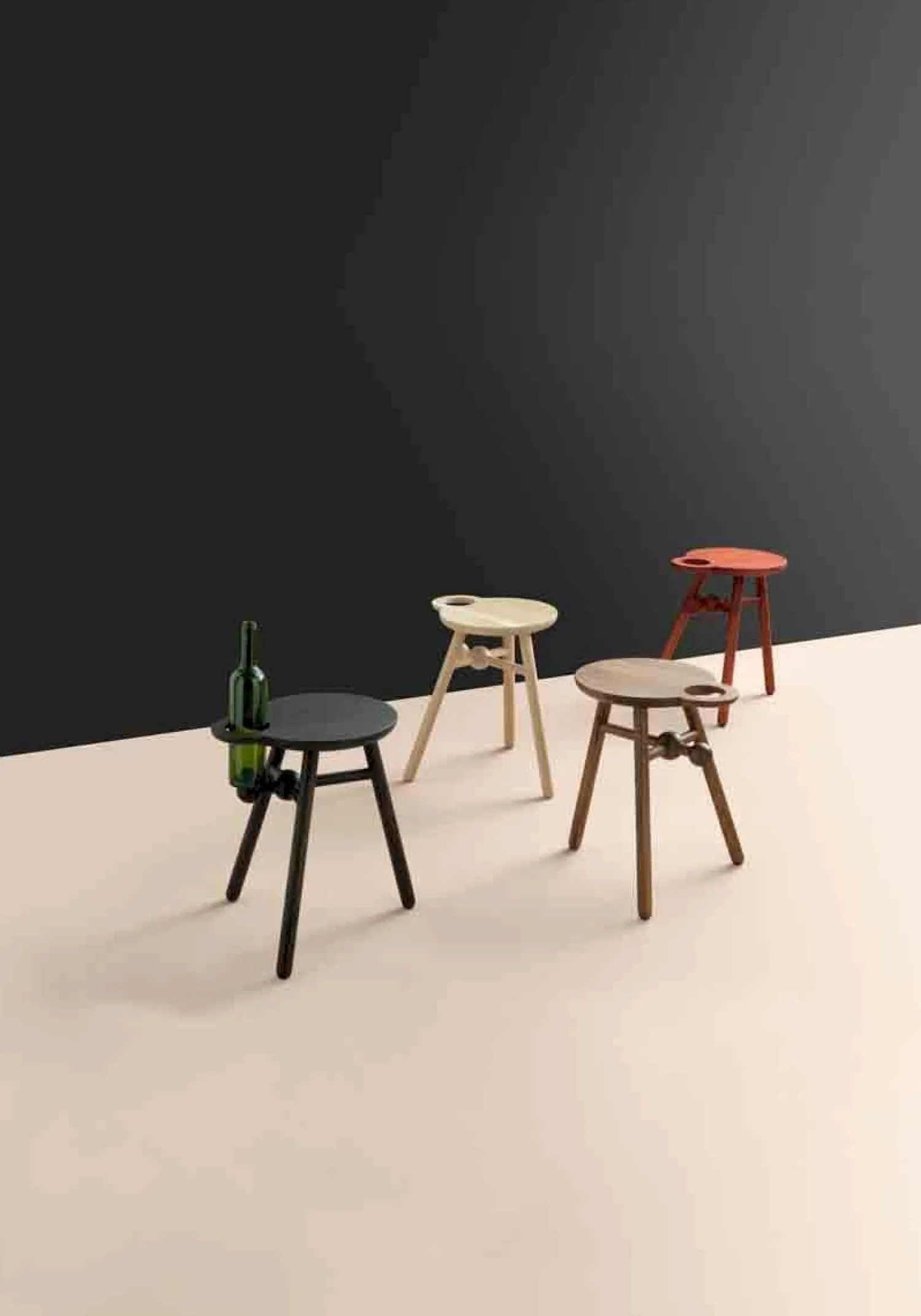 Houten Bijzettafels|Ronde Bijzettafels-Pode Bottle Stool Bijzettafel Naturel