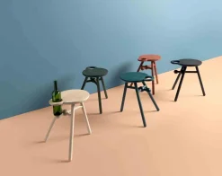 Houten Bijzettafels|Ronde Bijzettafels-Pode Bottle Stool Bijzettafel Rood