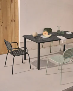 Tuinstoelen-Kave Home Brai Tuin Armstoel Donkergrijs