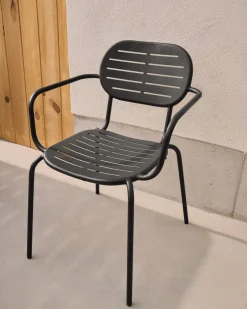 Tuinstoelen-Kave Home Brai Tuin Armstoel Donkergrijs