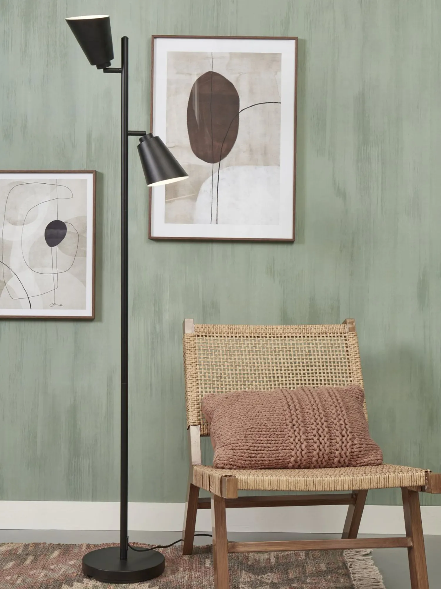 Industriële Vloerlampen|Vloerlampen-It's about RoMi Bremen 2 spots Vloerlamp Black
