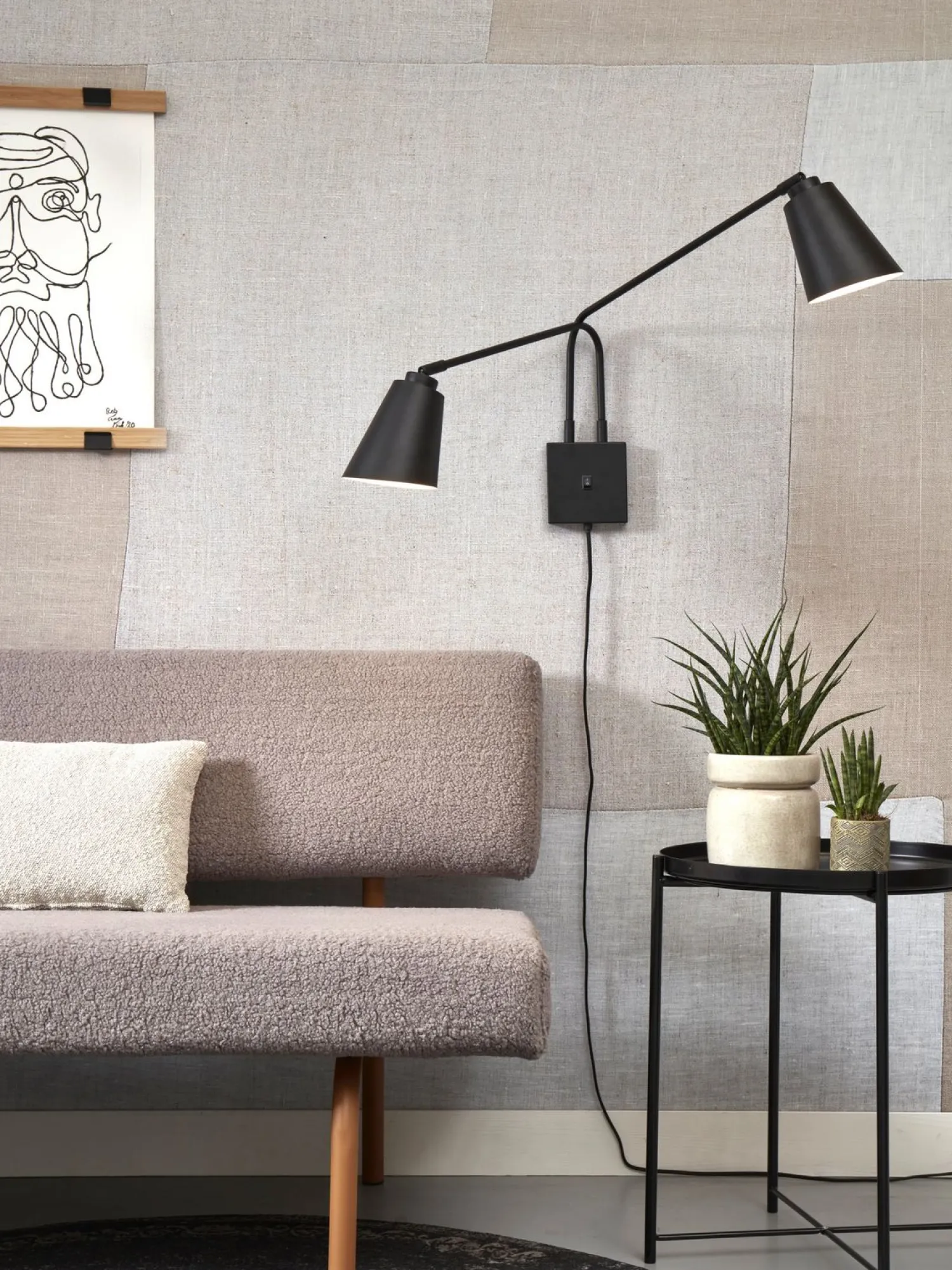 Industriële Wandlampen|Wandlampen-It's about RoMi Bremen 2 spots Wandlamp Black