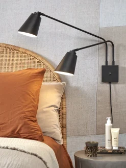 Industriële Wandlampen|Wandlampen-It's about RoMi Bremen 2 spots Wandlamp Black
