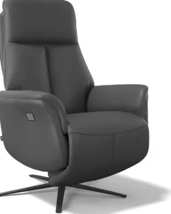 Leren Fauteuils|Draaifauteuils-Montèl Brera Relaxfauteuil Zwart