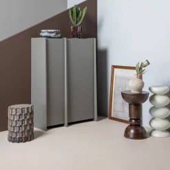 Ronde Bijzettafels-WOOOD Brilo Bijzettafel Creme