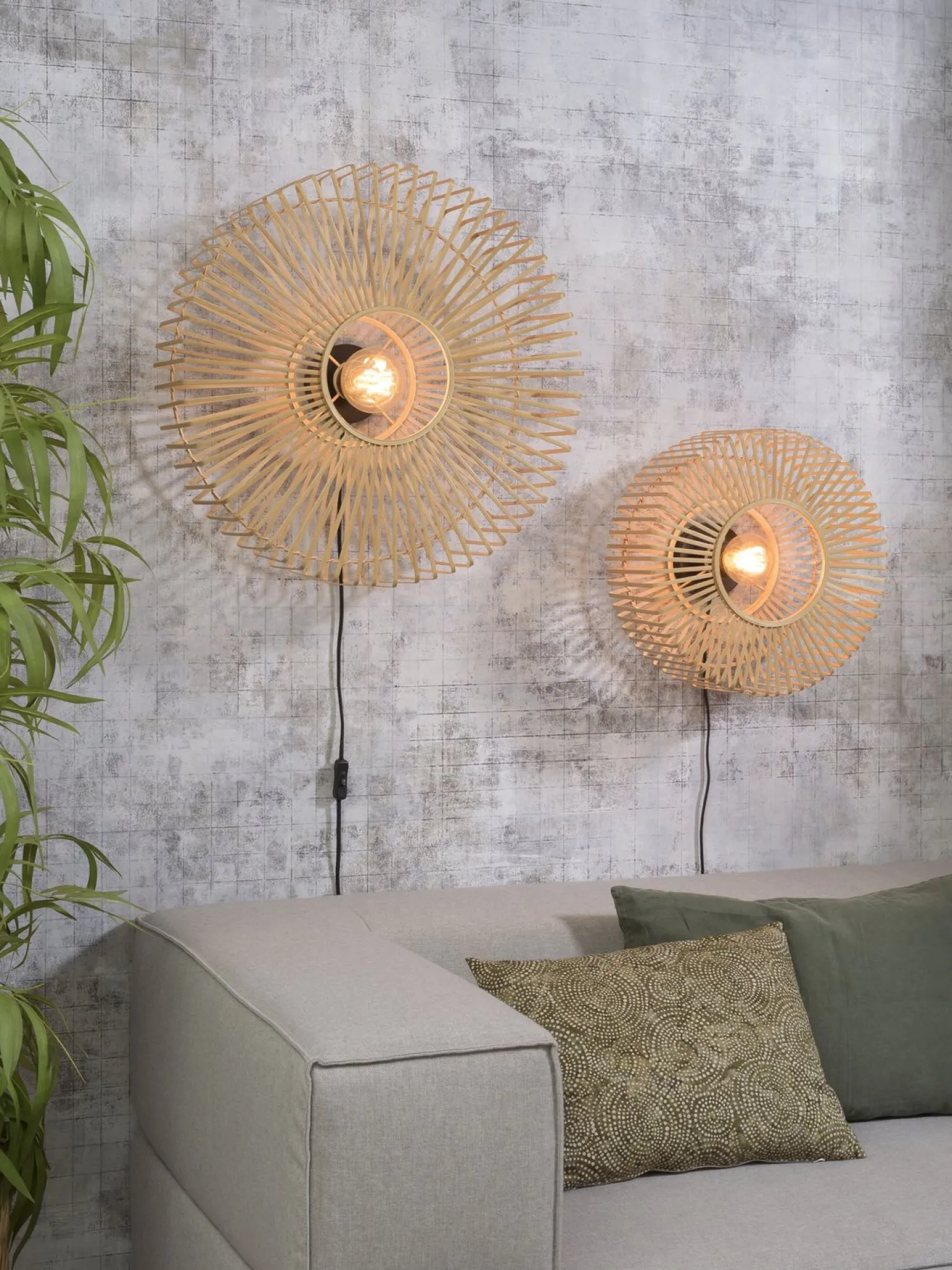 Industriële Wandlampen|Wandlampen-Good&Mojo Bromo Bamboo Wandlamp Natural