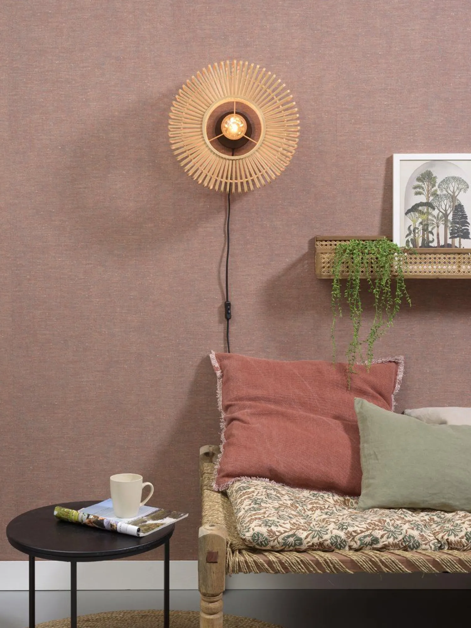 Industriële Wandlampen|Wandlampen-Good&Mojo Bromo Bamboo Wandlamp Natural