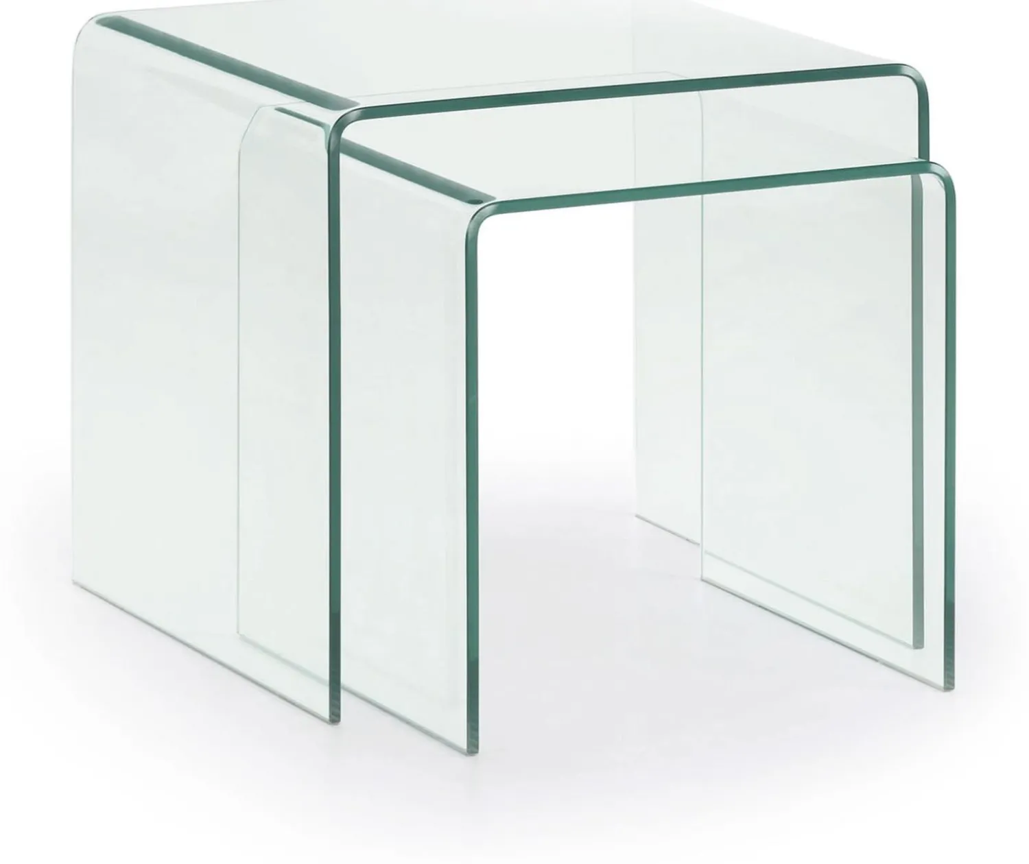 Glazen Bijzettafels-Kave Home Burano Set van 2 Bijzettafel Transparant