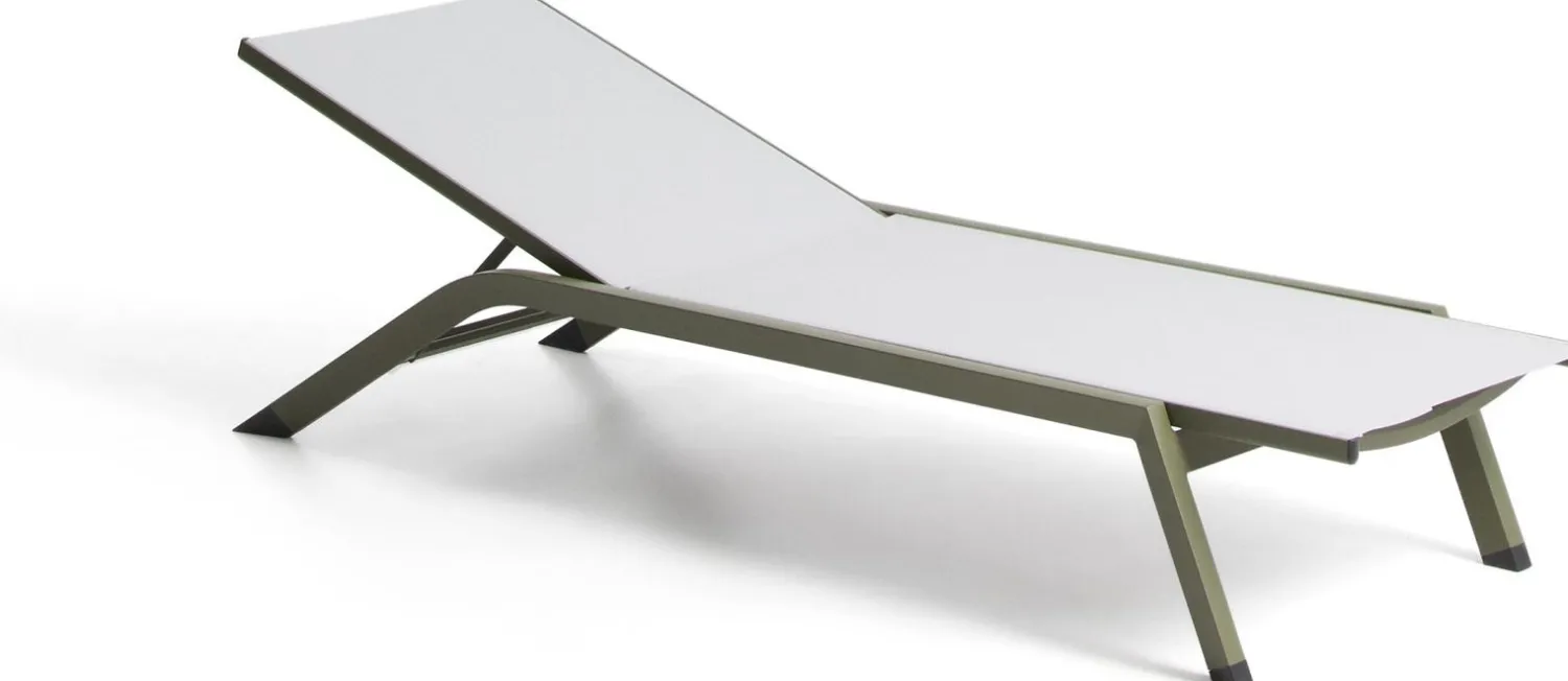 Tuinstoelen-Kave Home Capraia Ligstoel Groen, Wit
