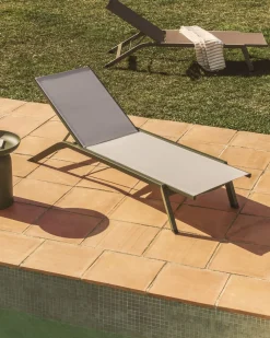 Tuinstoelen-Kave Home Capraia Ligstoel Groen, Wit
