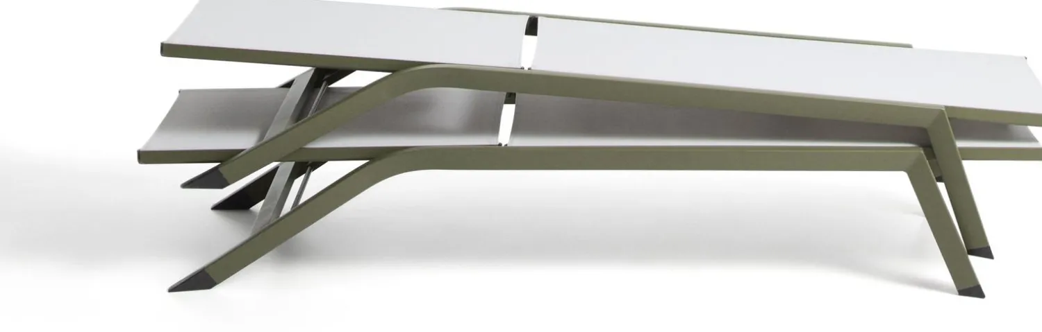 Tuinstoelen-Kave Home Capraia Ligstoel Groen, Wit