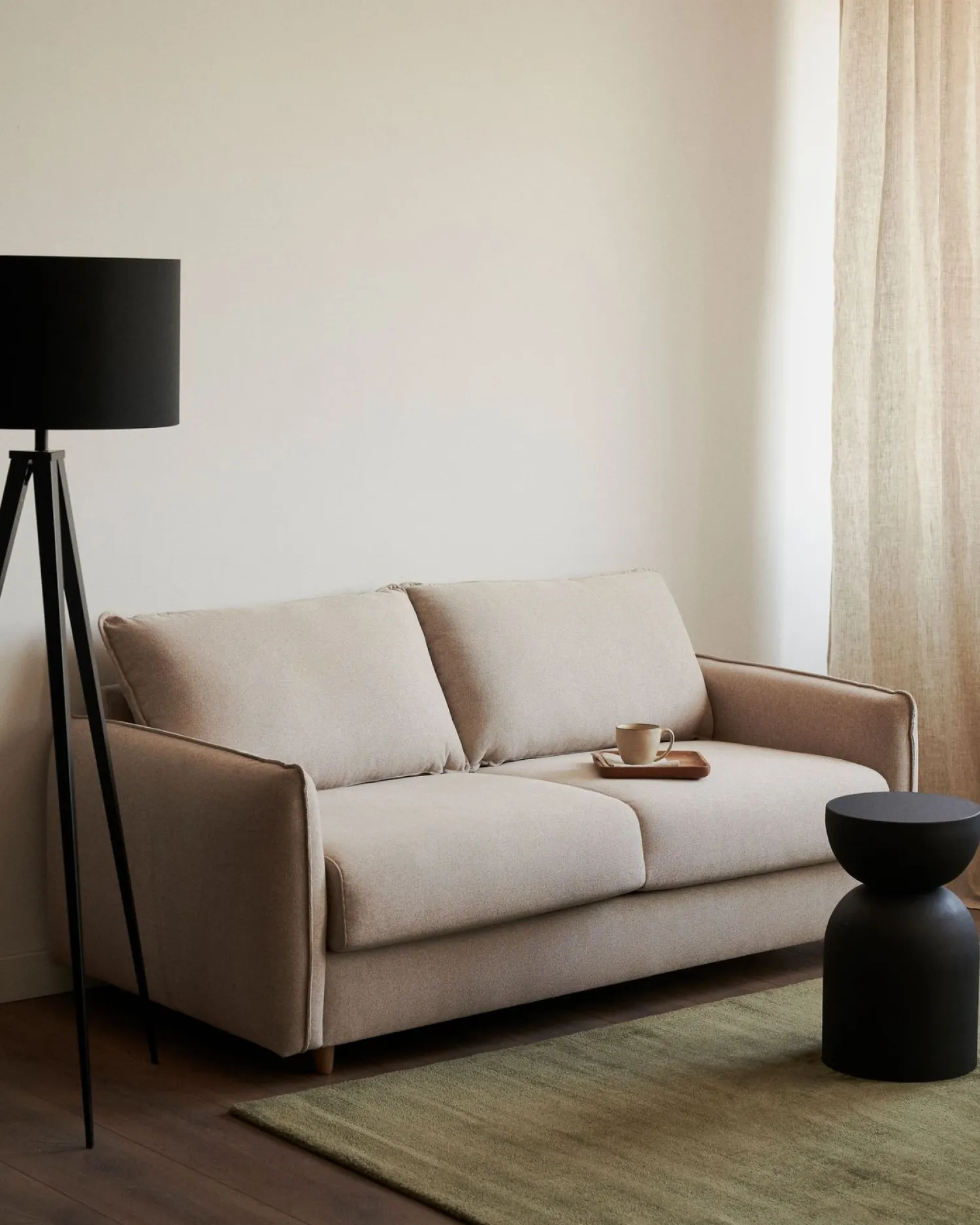 Slaapbanken|Slaapbanken-Kave Home Carlota Slaapbank Beige