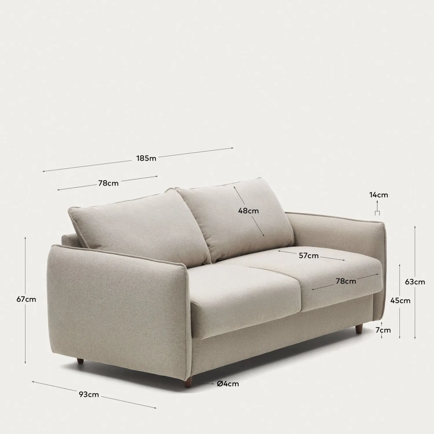 Slaapbanken|Slaapbanken-Kave Home Carlota Slaapbank Beige