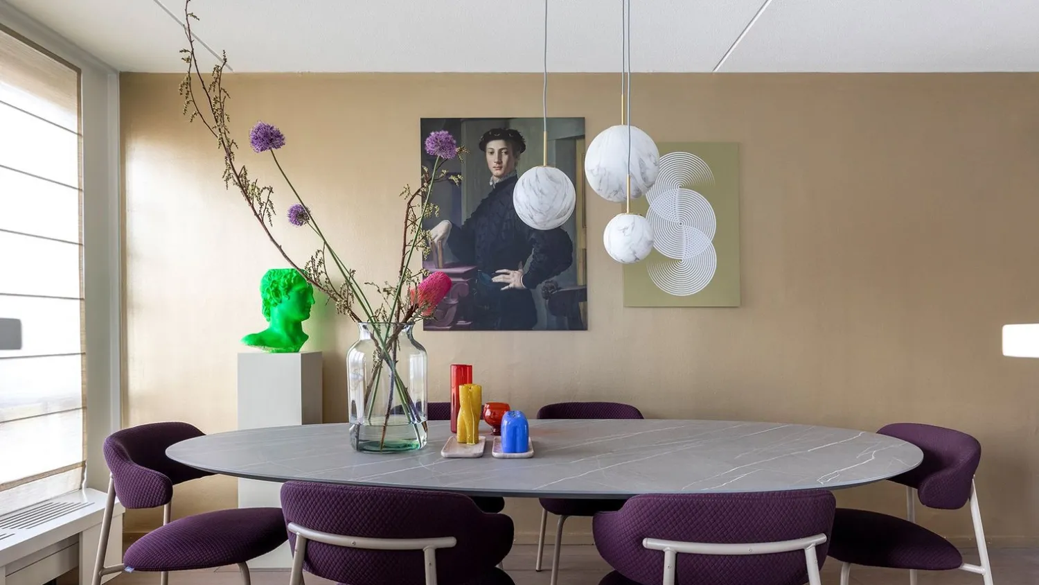 Glazen Hanglampen|Glazen Hanglampen-It's about RoMi Carrara Bol Hanglamp White marble, Gold