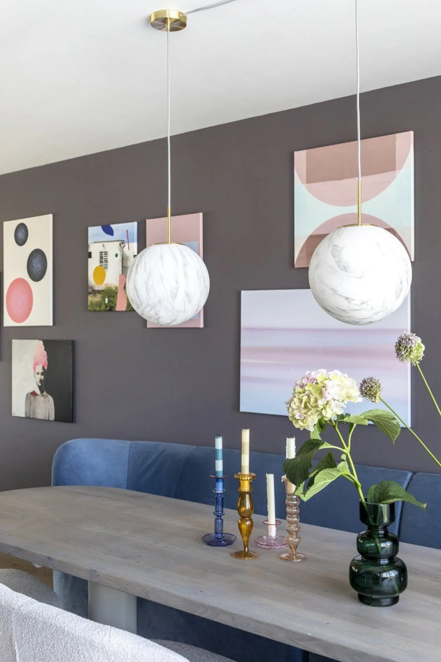 Glazen Hanglampen|Glazen Hanglampen-It's about RoMi Carrara Bol Hanglamp White marble, Gold