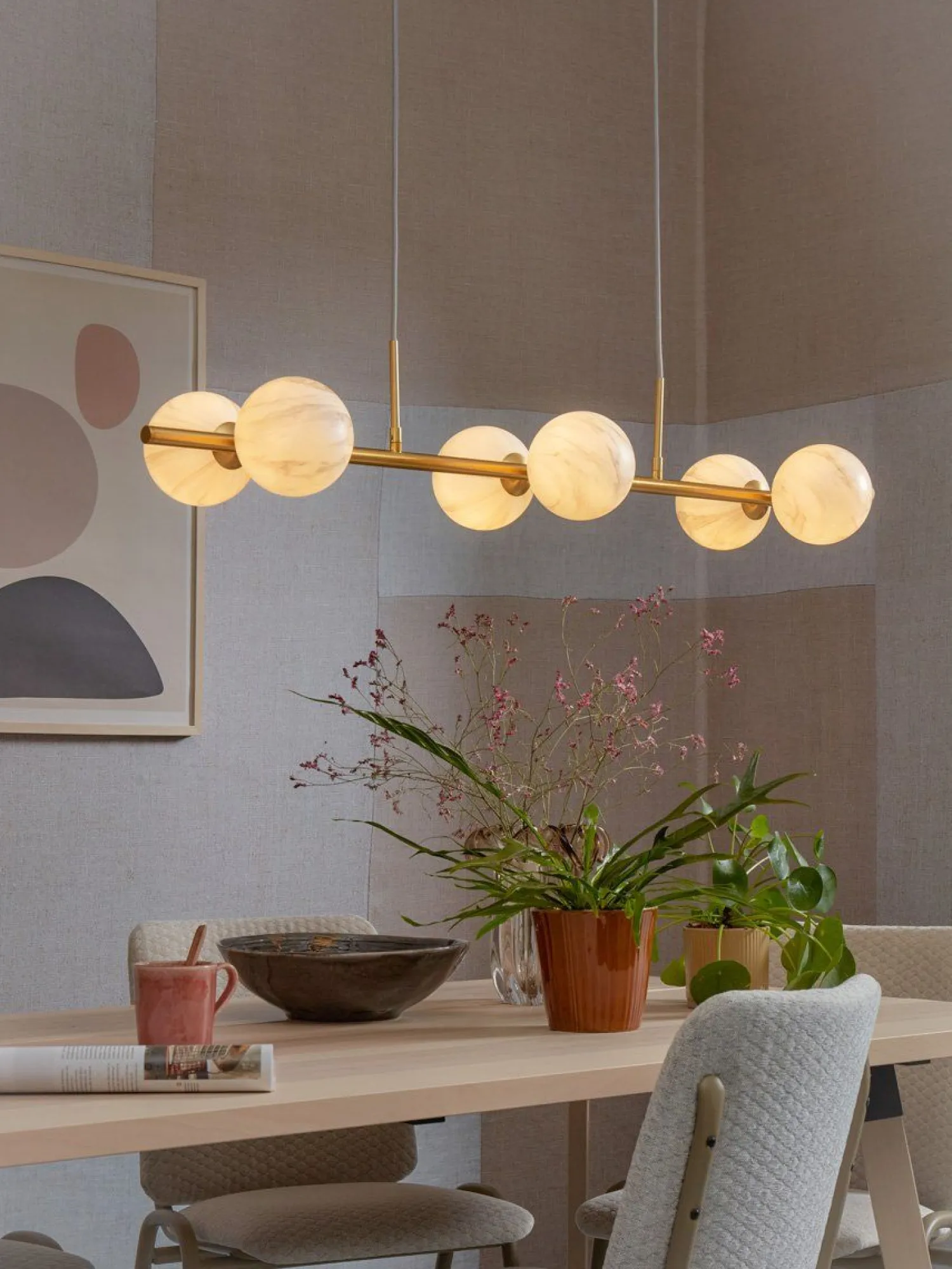 Glazen Hanglampen|Glazen Hanglampen-It's about RoMi Carrara Recht Hanglamp White marble, Gold