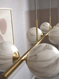 Glazen Hanglampen|Glazen Hanglampen-It's about RoMi Carrara Recht Hanglamp White marble, Gold